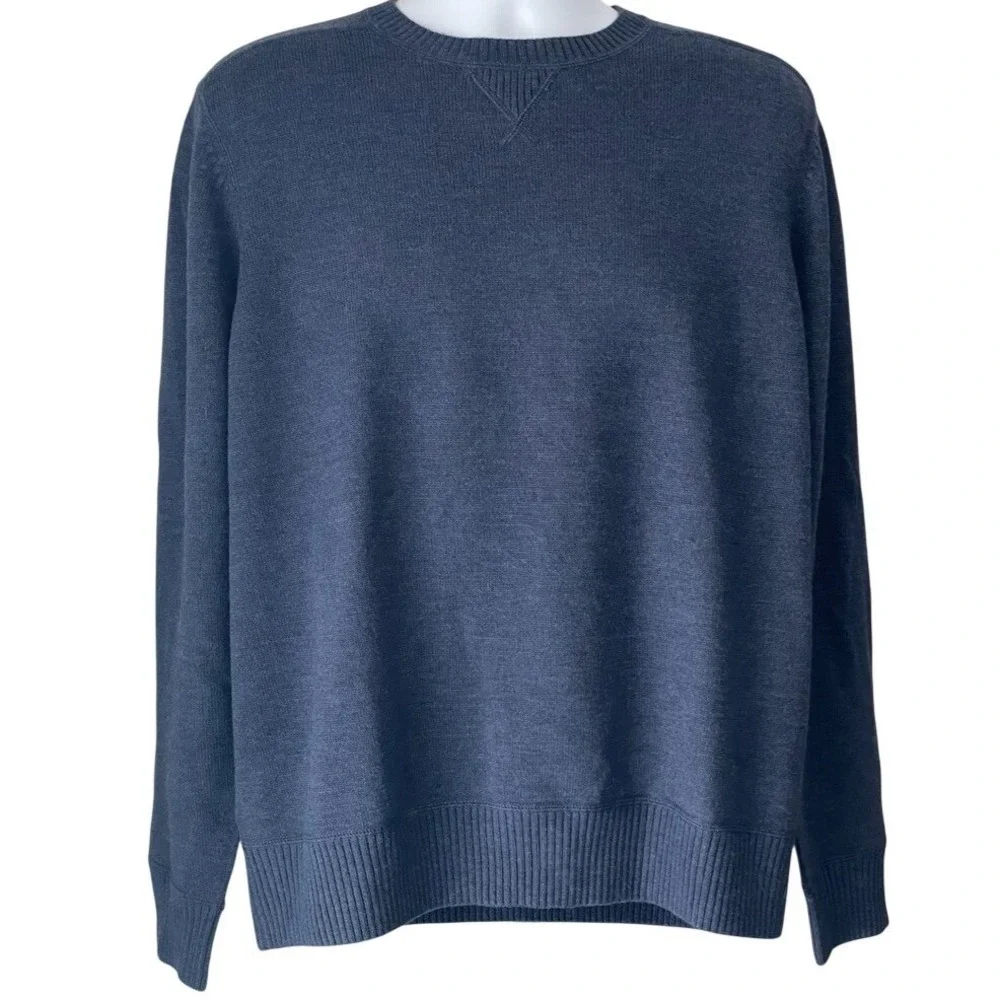 L.L.‎ Bean Signature Merino Wool Crewneck Sweater Mens XL Blue